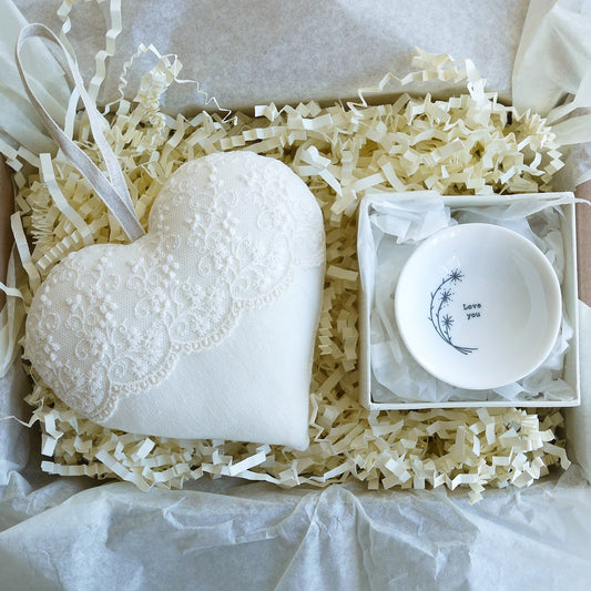 13th Lace Wedding Anniversary Gift Box with Ring Bowl 13th Wedding Anniversary Gifts