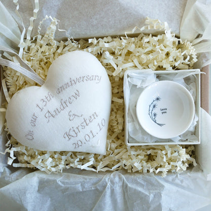 13th Lace Wedding Anniversary Gift Box with Ring Bowl 13th Wedding Anniversary Gifts