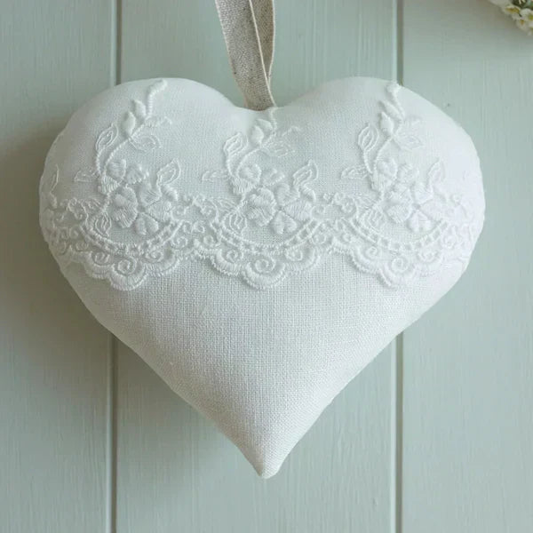 13th Lace Wedding Anniversary Gift Heart with Trio of Bud Vases