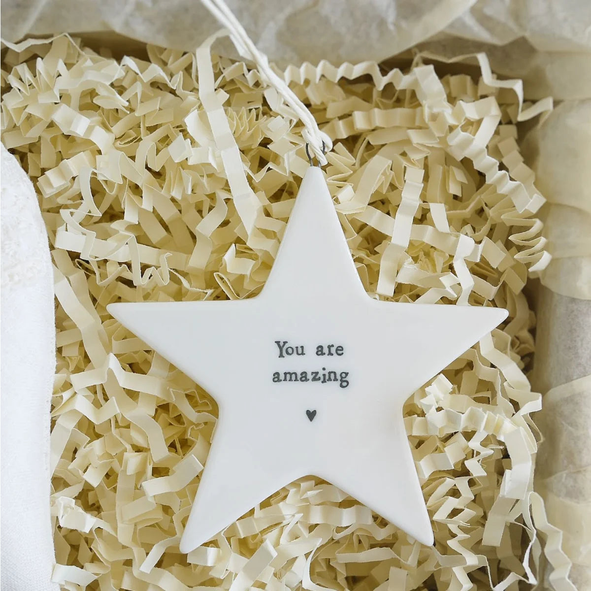 13th Wedding Anniversary Lace Gift Heart with Porcelain Star