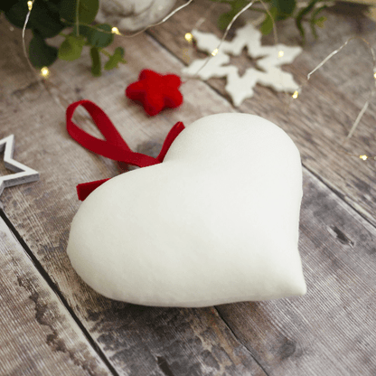 1st Christmas Married Gift Embroidered Heart with Scalloped Edge Decoration
