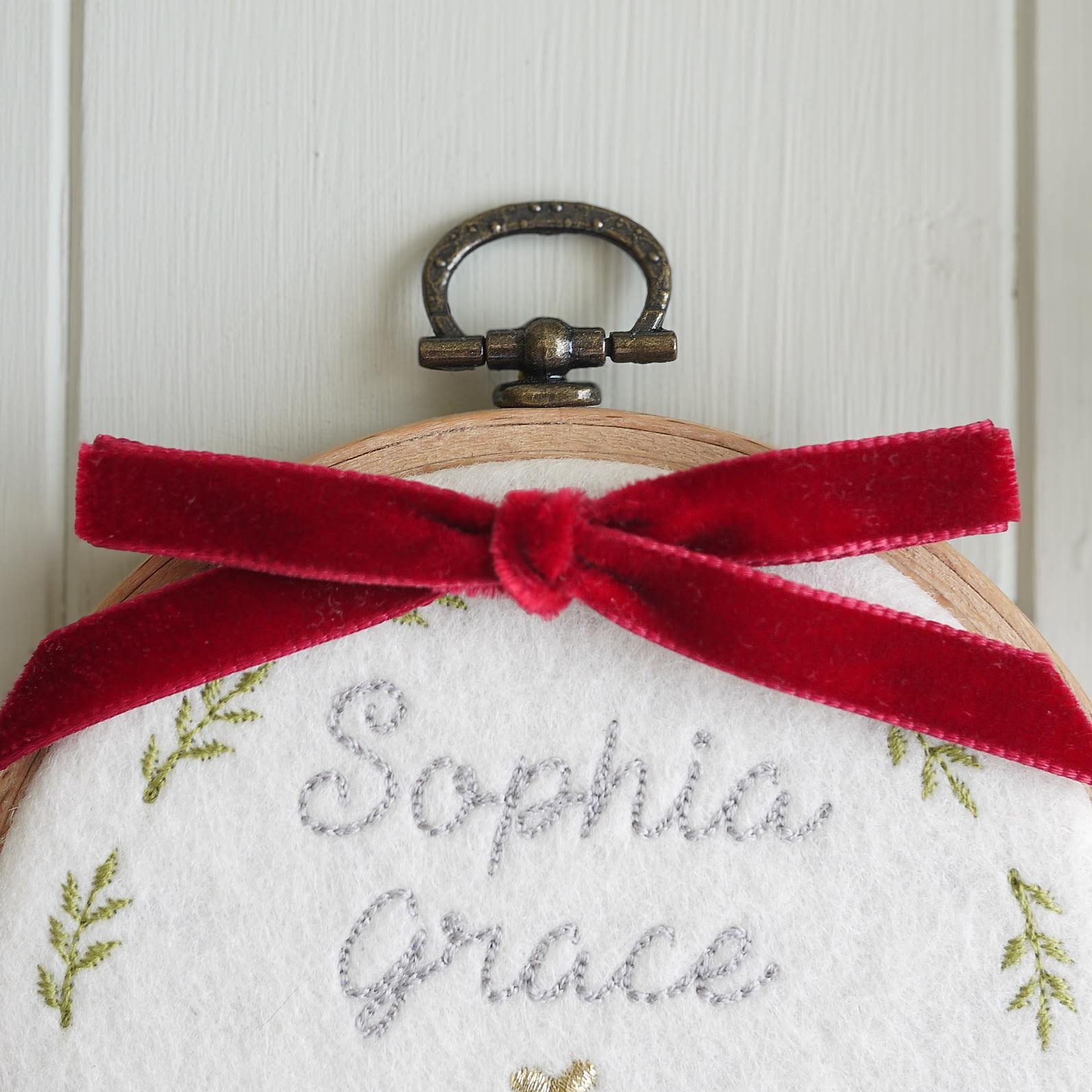 1st Christmas Tree Decoration - embroidered new baby gift