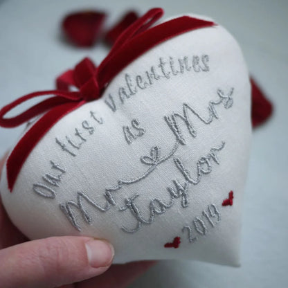 1st Valentines as Mr & Mrs Gift Heart with Love Letter Inside a Glass Bottle