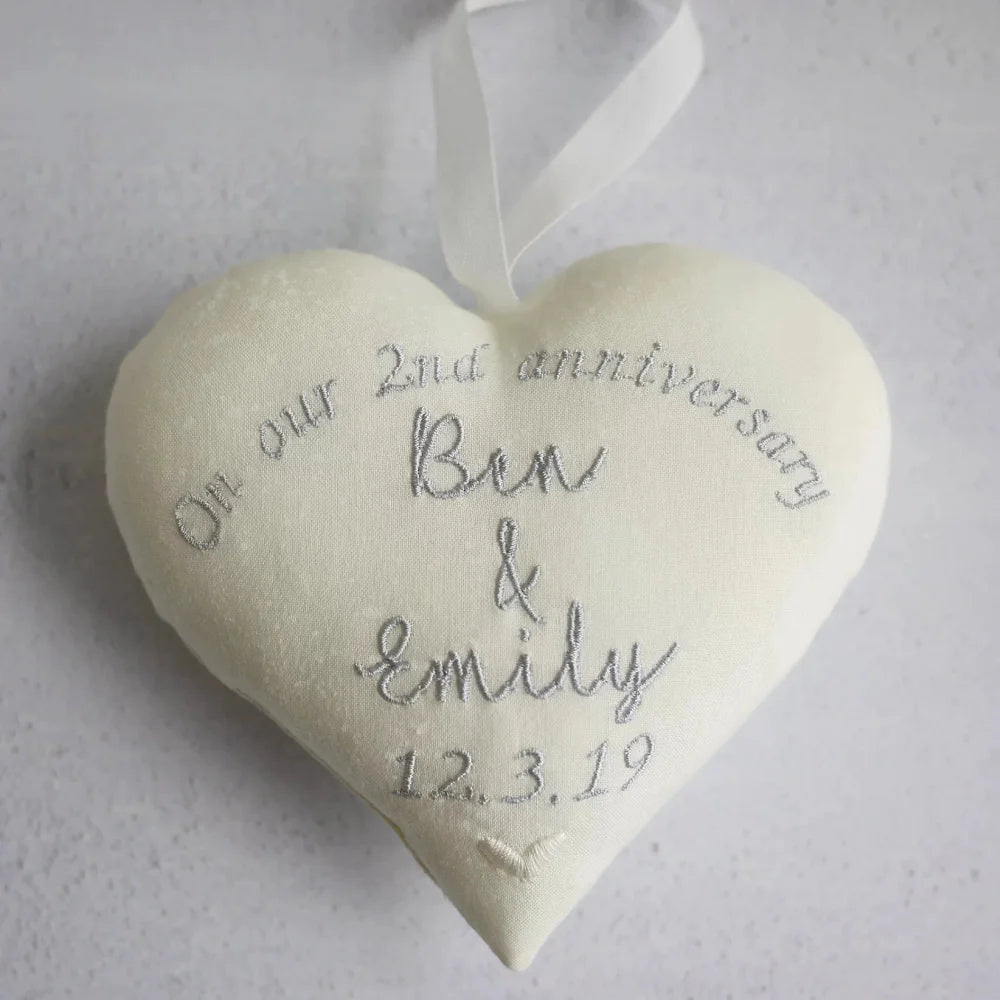 2nd Anniversary Personalised Gift Heart and Vase Set 2nd Cotton Anniversary Gifts