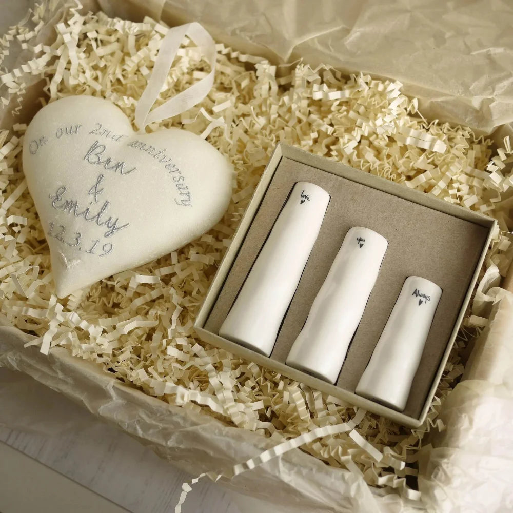 2nd Anniversary Gift Heart and Vase Set