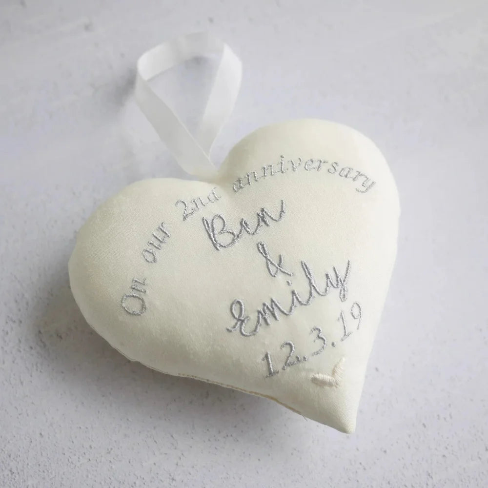 2nd Anniversary Personalised Gift Heart and Vase Set 2nd Cotton Anniversary Gifts