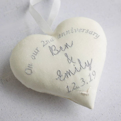 2nd Cotton Anniversary Gift Heart With Rustic Star