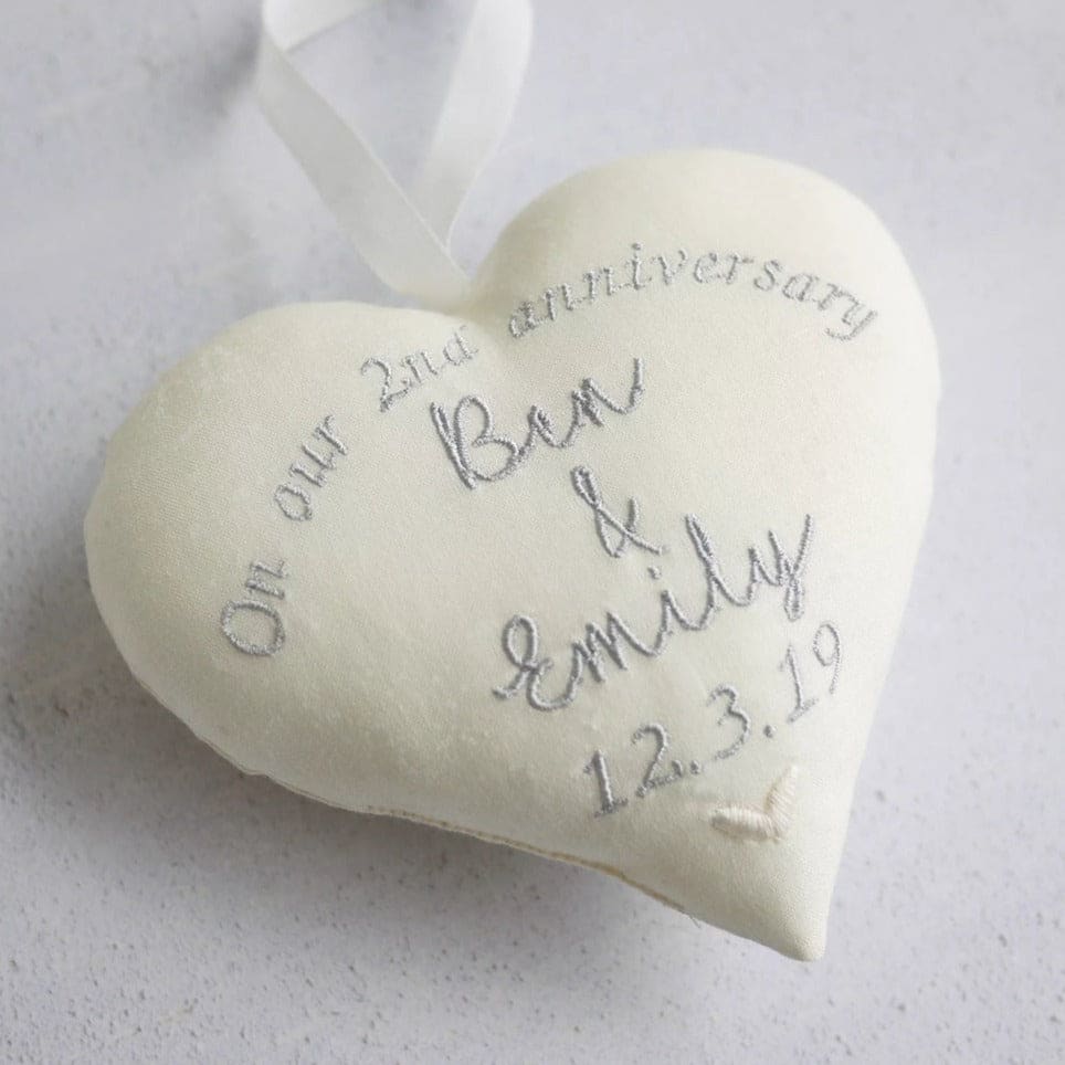 2nd Anniversary Personalised Gift Heart with Porcelain Star 2nd Cotton Anniversary Gifts