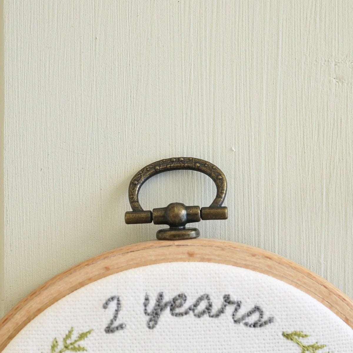 2nd Cotton Anniversary Personalised Gift Embroidered Hoop with Porcelain Keepsake
