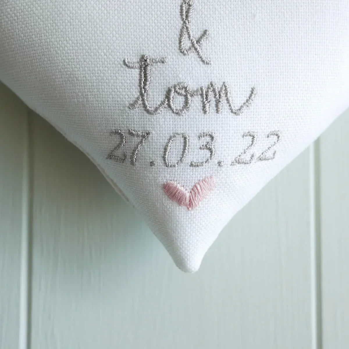 2nd Cotton Wedding Anniversary Embroidered Heart Gift with Porcelain Keepsake