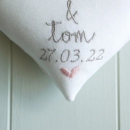 2nd Cotton Wedding Anniversary Embroidered Heart Gift with Porcelain Keepsake