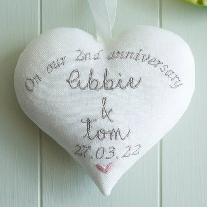 2nd Cotton Wedding Anniversary | Personalised Heart and Gift Box Bundle