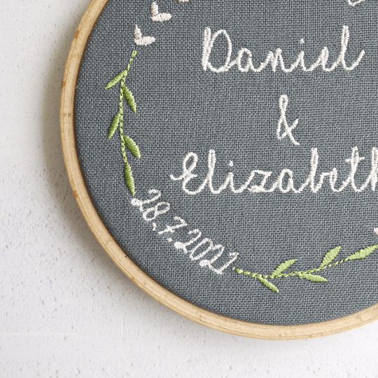 2nd Wedding Anniversary Embroidered Hoop