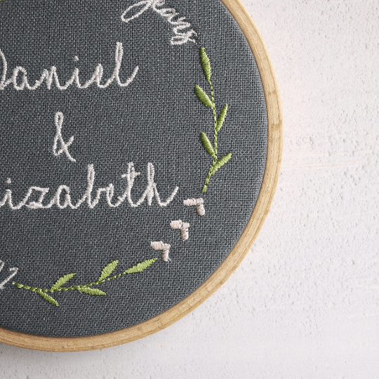 2nd Wedding Anniversary Embroidered Hoop