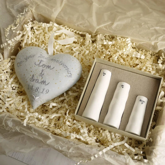 2nd Wedding Anniversary Gift Heart and Vase Set 2nd Cotton Anniversary Gifts