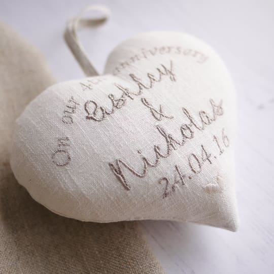 4th Anniversary Gift Heart with Porcelain Heart 4th Linen Anniversary Gifts