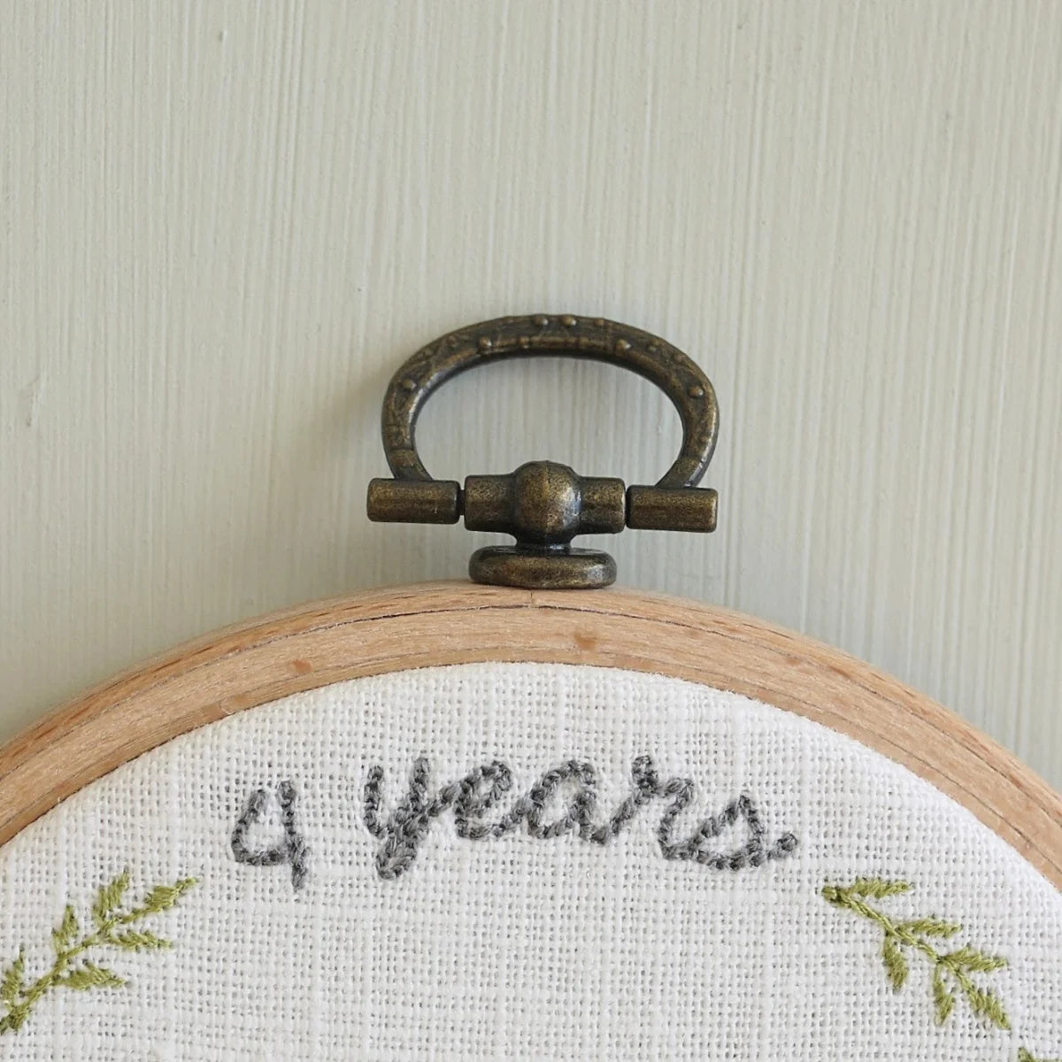 4th Linen Anniversary Personalised Gift Embroidered Hoop
