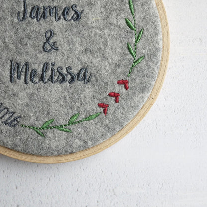 7th Wool Wedding Anniversary Embroidered Hoop 7th Woollen Anniversary Gifts