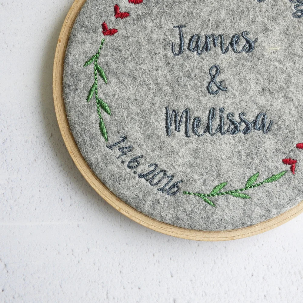 7th Wool Wedding Anniversary Embroidered Hoop 7th Woollen Anniversary Gifts