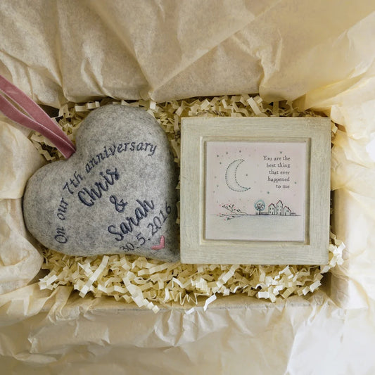 7th Wool Wedding Anniversary Heart Gift and Picture 7th Woollen Anniversary Gifts