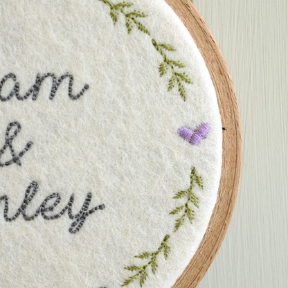 7th Wool Anniversary Gift Personalised Embroidered Hoop