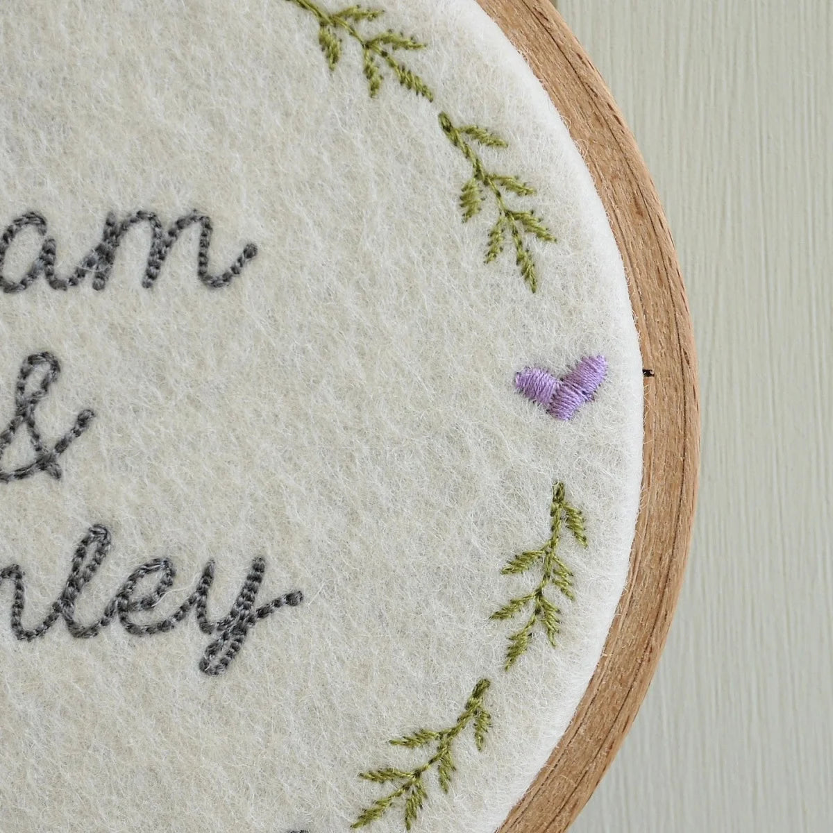 7th Wool Anniversary Gift Personalised Embroidered Hoop