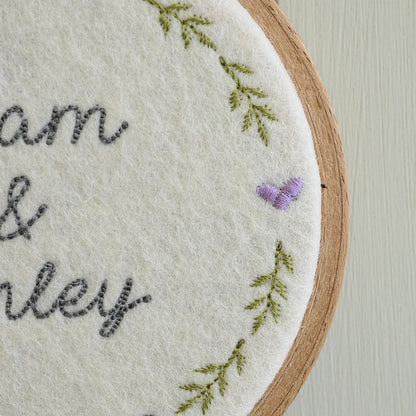 7th Wool Anniversary Gift Personalised Embroidered Hoop