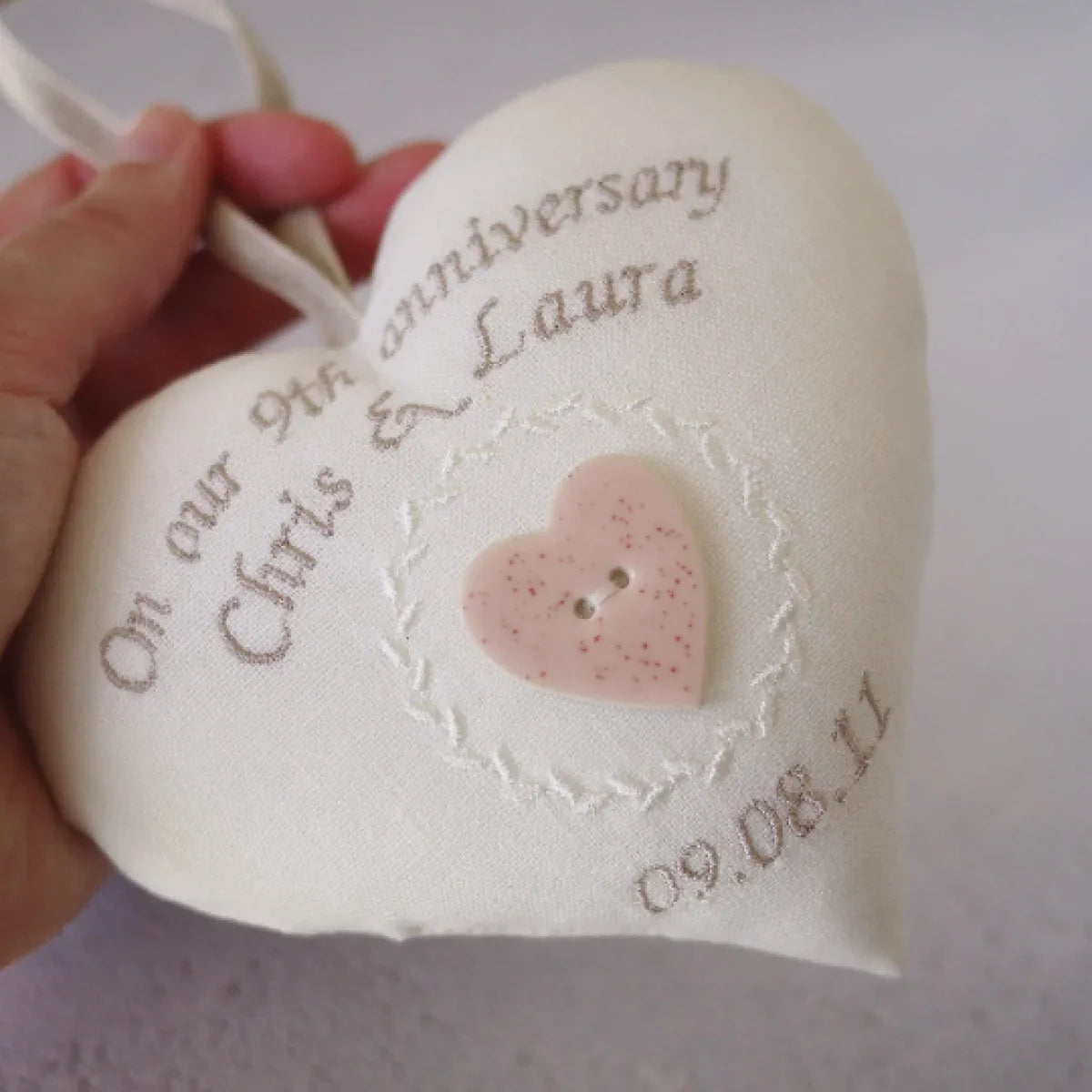 9th Pottery Anniversary Gift Heart with Ring Bowl