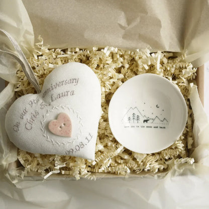 9th Pottery Anniversary Gift Heart with Ring Bowl