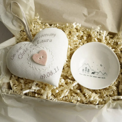 9th Pottery Anniversary Gift Heart with Ring Bowl