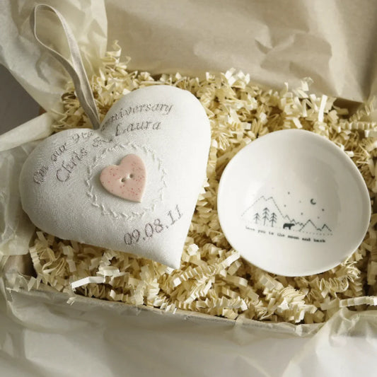 9th Pottery Anniversary Gift Heart with Ring Bowl