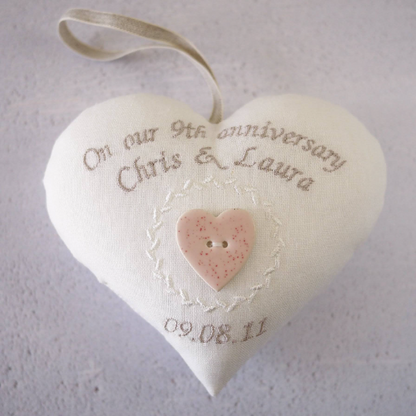 9th Wedding Anniversary Personalised Heart Gift 9th Wedding Anniversary Gifts