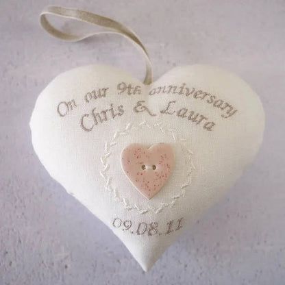 9th Pottery Wedding Anniversary Personalised Heart Gift