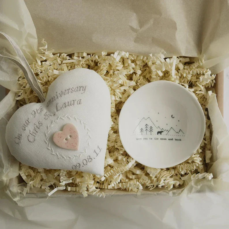 9th Pottery Wedding Anniversary Personalised Heart Gift