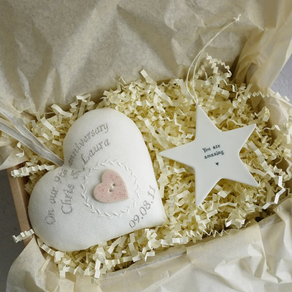 9th Wedding Anniversary Gift Heart with Ceramic Star Ornament 9th Wedding Anniversary Gifts