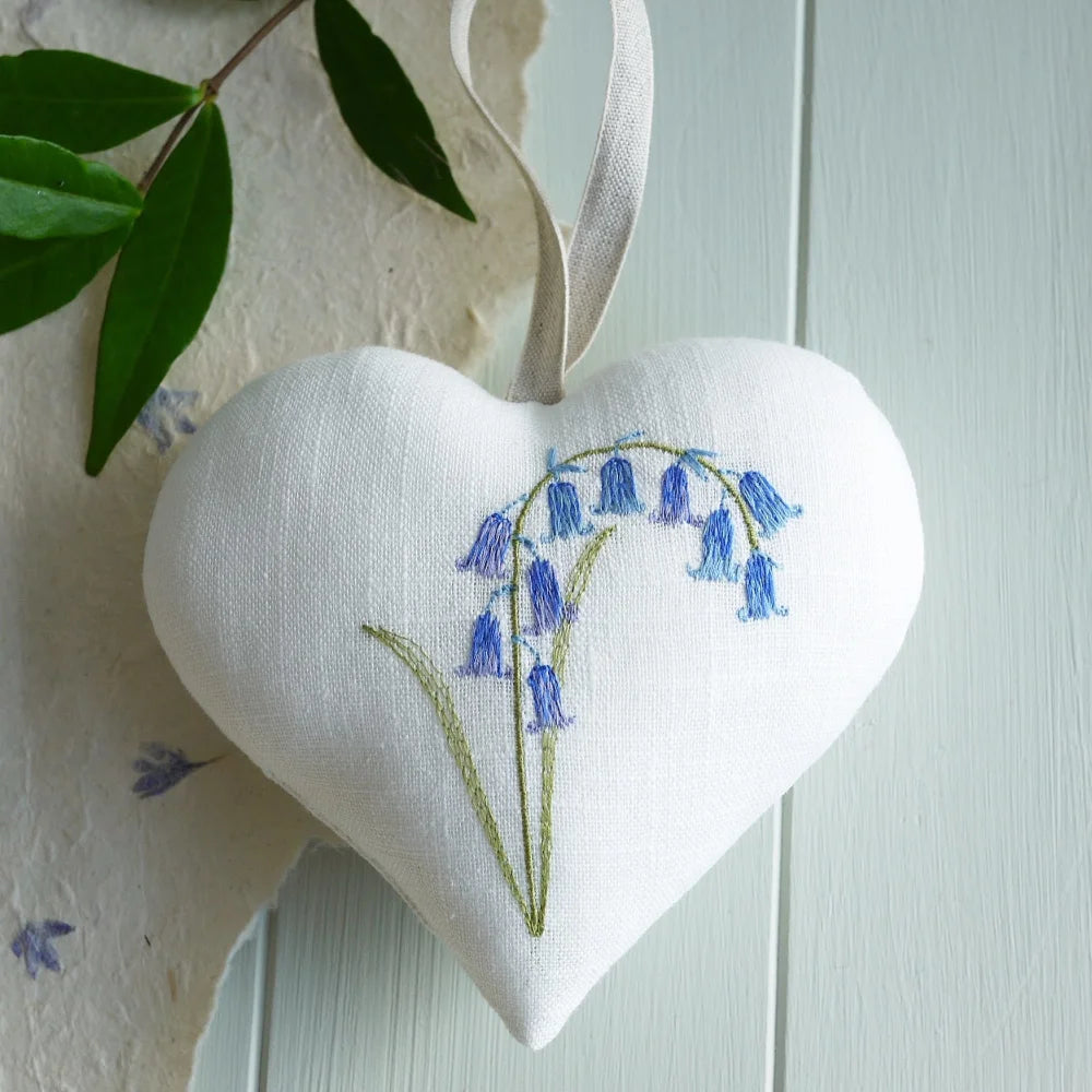 Bluebell Embroidered Gift Heart Decoration – linenhearts Birthday Gifts