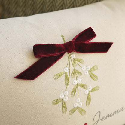 Christmas Cushion with Mistletoe and Couples Names