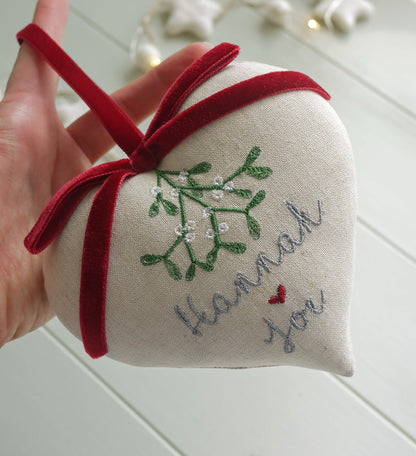 Christmas Mistletoe Heart Gift for Couple