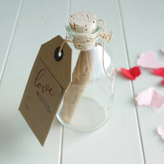 Embroidered Heart Gift and Love Letter in a Bottle