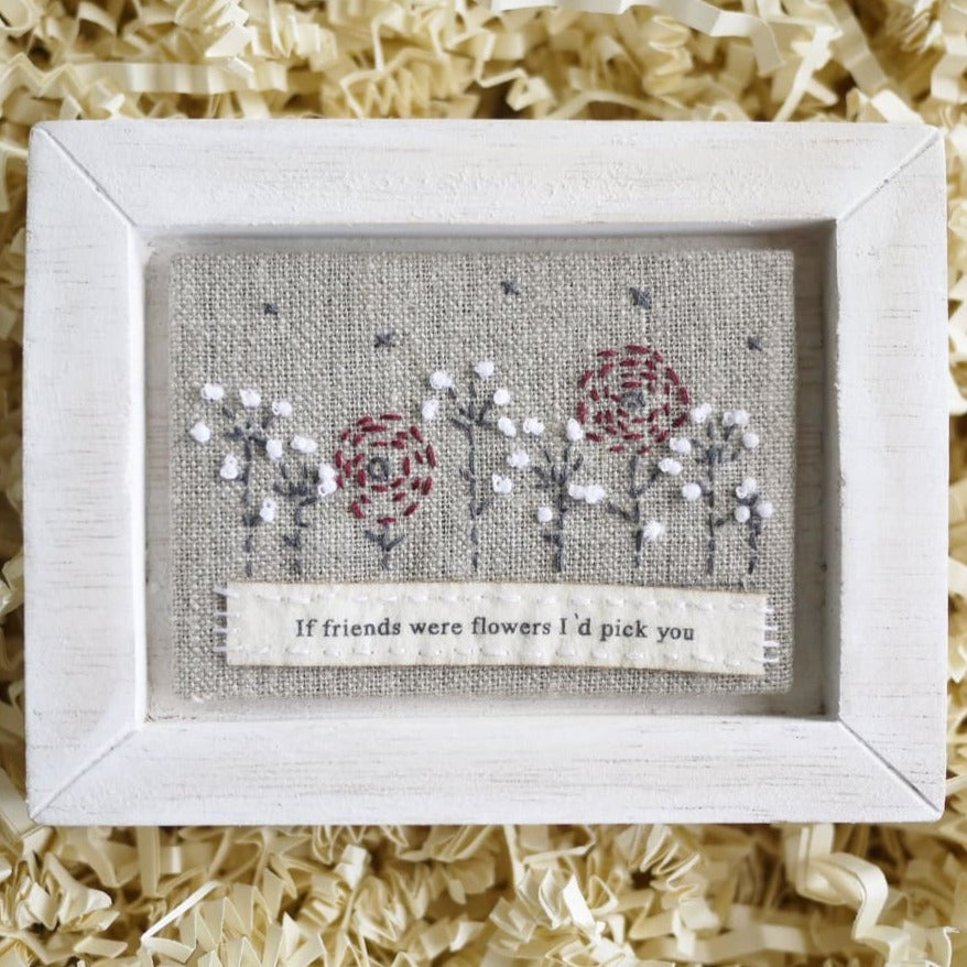 Embroidered Heart Gift with Picture and Coaster for Best Friends