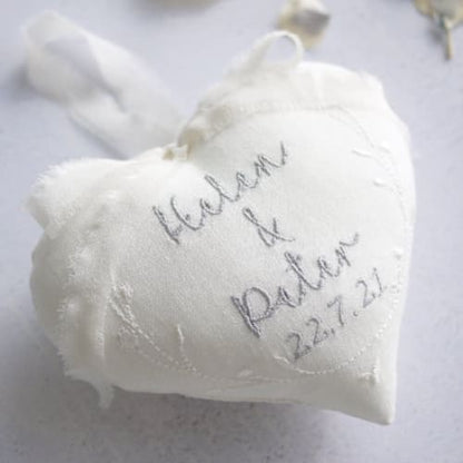 Embroidered Personalised Wedding Day Gift Heart