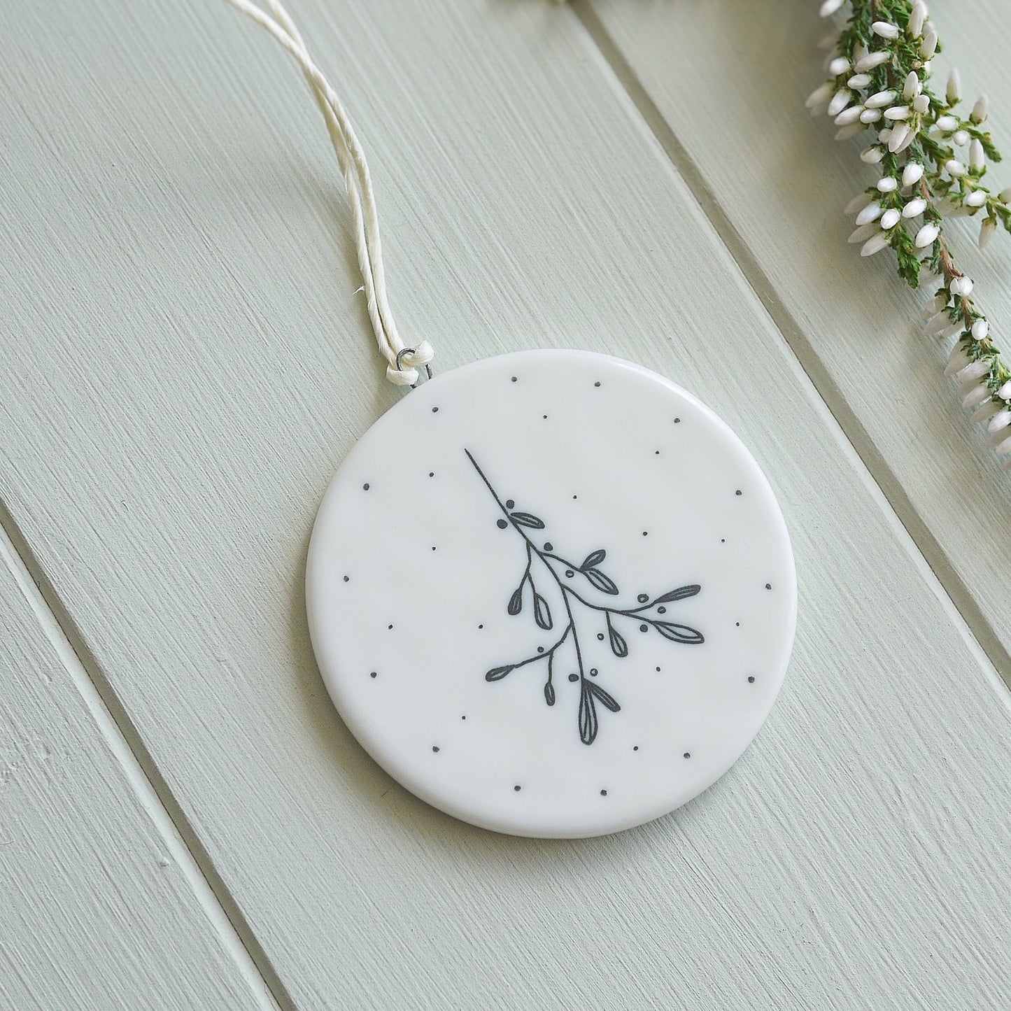 Flat Porcelain Bauble - Peace & Joy