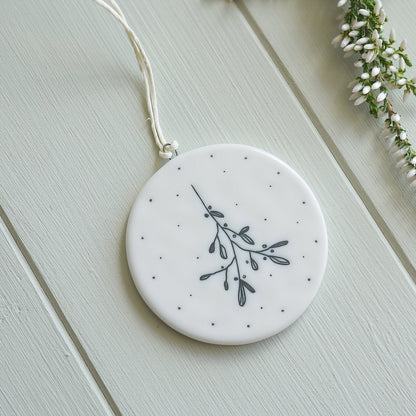 Flat Porcelain Bauble - Peace & Joy