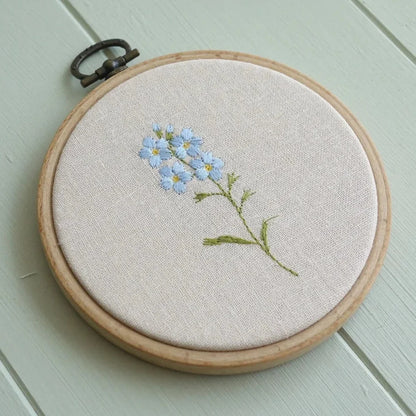 Forget Me Not Design Embroidered Flower Hoop