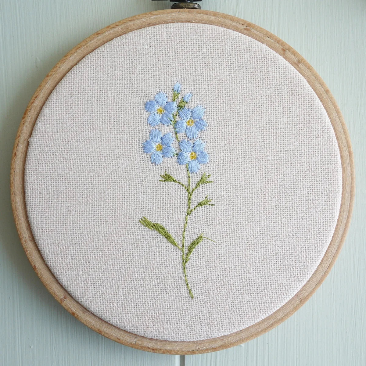 Forget Me Not Design Embroidered Flower Hoop