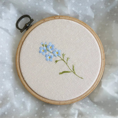 Forget Me Not Design Embroidered Flower Hoop