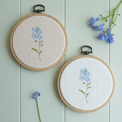 Forget Me Not Design Embroidered Flower Hoop