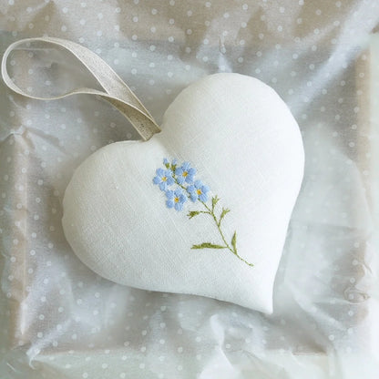 Forget Me Not Handmade Embroidered Heart Gift