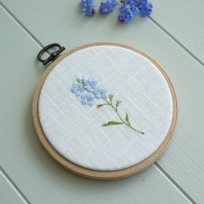 Forget Me Not Themed Embroidered Flower Hoop