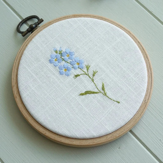 Forget Me Not Themed Embroidered Flower Hoop